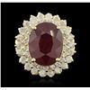 Image 4 : 14KT Yellow Gold 9.21ct Ruby and Diamond Ring
