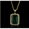Image 4 : 14KT Yellow Gold 8.05ct Emerald and Diamond Pendant