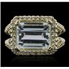 Image 4 : 14KT Yellow Gold 5.06ct Aquamarine and Diamond Ring