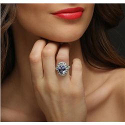 14KT White Gold 4.87ct Tanzanite and Diamond Ring