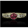 Image 4 : 14KT Yellow Gold 0.51ct Tourmaline and Diamond Ring