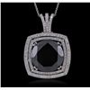 Image 4 : 14KT White Gold 28.62ctw Black Diamond Pendant With Chain