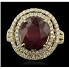 Image 4 : 14KT Yellow Gold 8.78ct Ruby and Diamond Ring