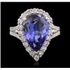 Image 3 : 14KT White Gold 6.62ct Tanzanite and Diamond Ring