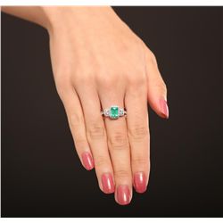 14KT White Gold 1.21ct Emerald & Diamond Ring