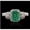 Image 4 : 14KT White Gold 1.21ct Emerald & Diamond Ring