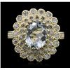 Image 4 : 14KT Yellow Gold 2.27ct Aquamarine and Diamond Ring