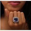 Image 2 : 14KT White Gold GIA Certified 14.80ct Tanzanite and Diamond Ring