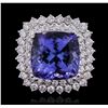 Image 4 : 14KT White Gold GIA Certified 14.80ct Tanzanite and Diamond Ring