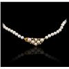 Image 4 : 18KT Yellow Gold 0.18ctw Diamond and  Pearl Necklace