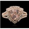 Image 4 : 14KT Rose Gold 1.93ct Morganite and Diamond Ring