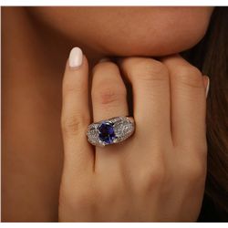 14KT White Gold 2.63ct Tanzanite and Diamond Ring