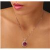 Image 2 : 18KT White Gold 12.81ct Ruby and Diamond Pendant With Chain