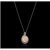 Image 5 : 14KT White Gold 15.77ct Coral and Diamond Pendant With Chain