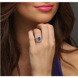 14KT White Gold 2.33ct Tanzanite and Diamond Ring