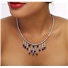 Image 1 : 14KT White Gold 12.04ctw Sapphire and Diamond Necklace