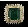 Image 4 : 14KT Yellow Gold 9.53ct GIA Certified Emerald and Diamond Ring