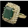 Image 5 : 14KT Yellow Gold 9.53ct GIA Certified Emerald and Diamond Ring
