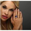 Image 1 : 18KT White Gold Lapis and Diamond Ring