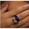 Image 2 : 18KT White Gold Lapis and Diamond Ring