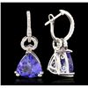 Image 5 : 14KT White Gold 6.16ctw Tanzanite and Diamond Earrings