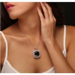 14KT White Gold 29.53ctw Black Diamond Pendant With Chain