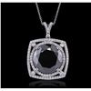 Image 4 : 14KT White Gold 29.53ctw Black Diamond Pendant With Chain
