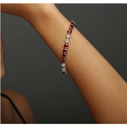 14KT Yellow Gold 4.32ctw Ruby and Diamond Bracelet