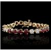 Image 4 : 14KT Yellow Gold 4.32ctw Ruby and Diamond Bracelet