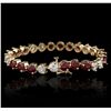 Image 5 : 14KT Yellow Gold 4.32ctw Ruby and Diamond Bracelet