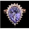 Image 4 : 14KT Rose Gold 5.68ct Tanzanite and Diamond Ring