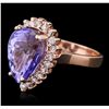 Image 5 : 14KT Rose Gold 5.68ct Tanzanite and Diamond Ring