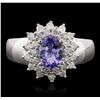 Image 4 : 14KT White Gold 0.83ct Tanzanite and Diamond Ring