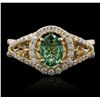 Image 3 : 14KT Yellow Gold 0.62ct Emerald and Diamond Ring
