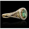 Image 4 : 14KT Yellow Gold 0.62ct Emerald and Diamond Ring