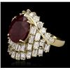 Image 4 : 14KT Yellow Gold 6.78ct Ruby and Diamond Ring