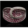 Image 4 : 14KT White Gold 1.62ctw Ruby and Diamond Ring