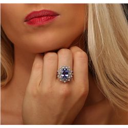 14KT White Gold 5.47ct Tanzanite and Diamond Ring