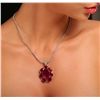 Image 1 : 14KT White Gold 34.91ct Ruby and Diamond Pendant With Chain