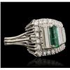 Image 5 : 18KT White Gold 0.72ct Emerald and Diamond Ring