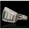 Image 6 : 18KT White Gold 0.72ct Emerald and Diamond Ring