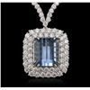 Image 5 : 18KT White Gold 16.60ct GIA Certified Aquamarine and Diamond Pendant With Chain