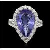 Image 4 : 14KT White Gold 6.11ct Tanzanite and Diamond Ring