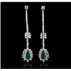 Image 4 : 14KT White Gold 4.68ctw Emerald and Diamond Earrings