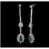 Image 5 : 14KT White Gold 4.68ctw Emerald and Diamond Earrings