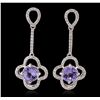 Image 5 : 14KT White Gold 2.90ctw Tanzanite and Diamond Earrings