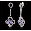 Image 6 : 14KT White Gold 2.90ctw Tanzanite and Diamond Earrings