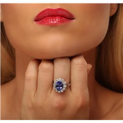 14KT White Gold 4.42ct Tanzanite and Diamond Ring