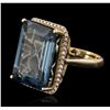 Image 5 : 14KT Yellow Gold 23.27ct Topaz and Diamond Ring