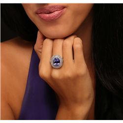 14KT White Gold 5.29ct Tanzanite and Diamond Ring